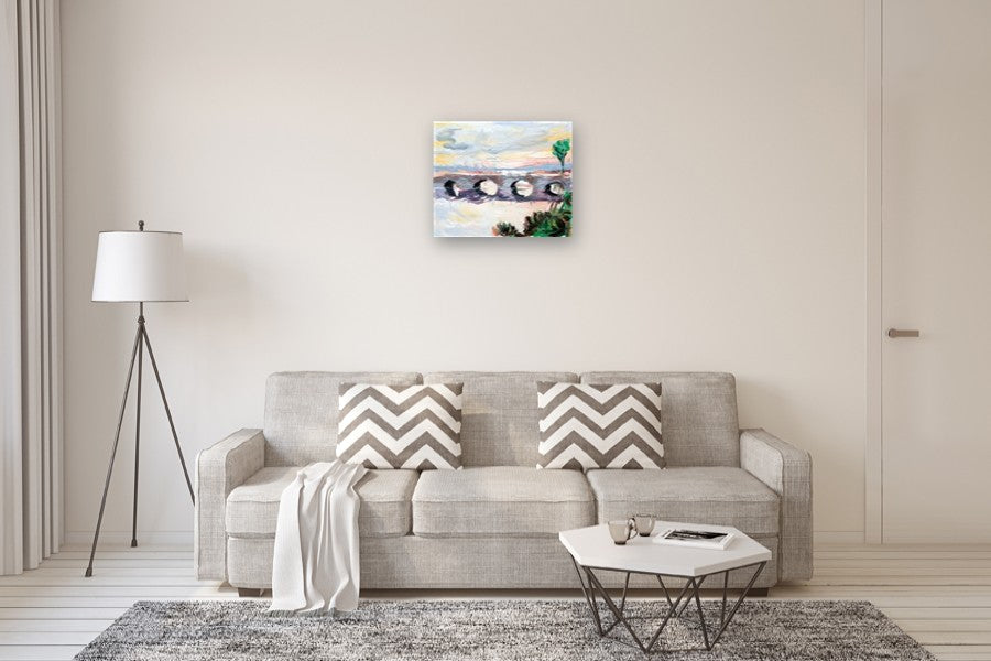 Bridge over Calm Water by David Kihlberg |  In Room View of Artwork 