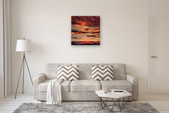 Original art for sale at UGallery.com | Days End Vermillion Glow by Elizabeth Garat | $2,050 | oil painting | 30' h x 30' w | thumbnail 5