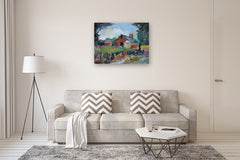 Original art for sale at UGallery.com | Barn and Silos by Kip Decker | $1,475 | acrylic painting | 30' h x 40' w | thumbnail 1
