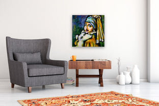 Girl With Pearl Earring and Her Dog by Lee Smith |  In Room View of Artwork 