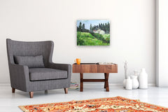 Original art for sale at UGallery.com | Houses on the Hillside by Janet Dyer | $975 | acrylic painting | 18' h x 24' w | thumbnail 5