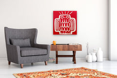 Original art for sale at UGallery.com | Owl on Red by Jessica JH Roller | $600 | acrylic painting | 24' h x 24' w | thumbnail 5