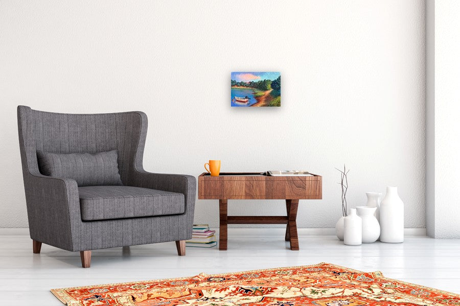 Boat Mooring, Town Landing by Jakki Kouffman |  In Room View of Artwork 