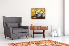 Original art for sale at UGallery.com | Blue and White Porcelain Still Life by Karen d’Angeac Mihm | $750 | oil painting | 18' h x 24' w | thumbnail 5