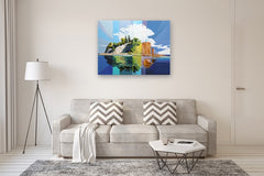 Original art for sale at UGallery.com | Island. Cool Lights by Guigen Zha | $3,500 | oil painting | 36' h x 48' w | thumbnail 5