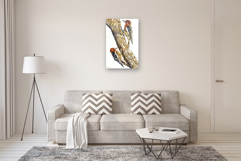 Woodpeckers on Tree by Emil Morhardt |  In Room View of Artwork 