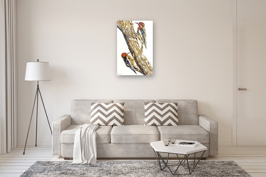 Woodpeckers on Tree by Emil Morhardt |  In Room View of Artwork 