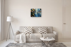 Original art for sale at UGallery.com | Hustle, Bustle, and Rain by Onelio Marrero | $1,225 | oil painting | 20' h x 26' w | thumbnail 5