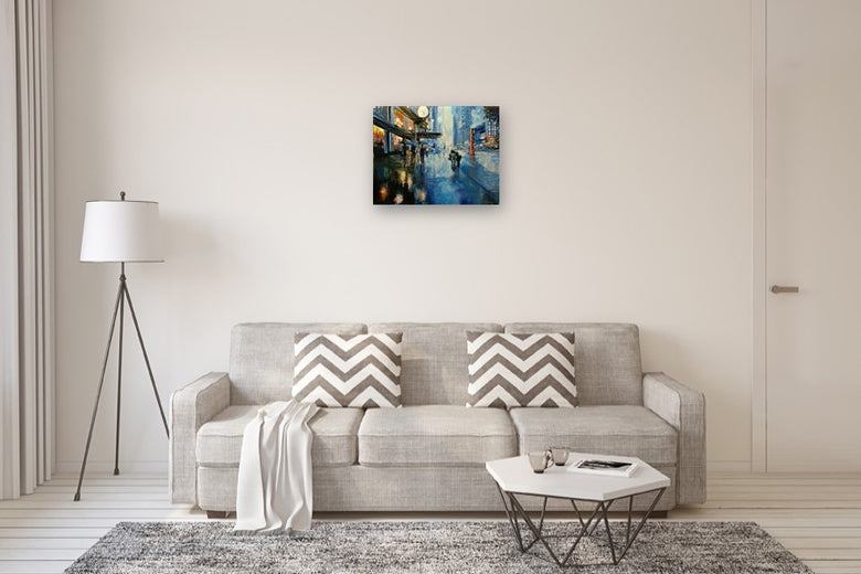 Hustle, Bustle, and Rain by Onelio Marrero |  In Room View of Artwork 