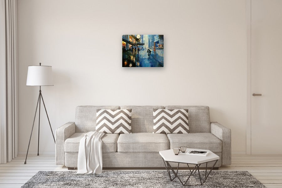 Hustle, Bustle, and Rain by Onelio Marrero |  In Room View of Artwork 