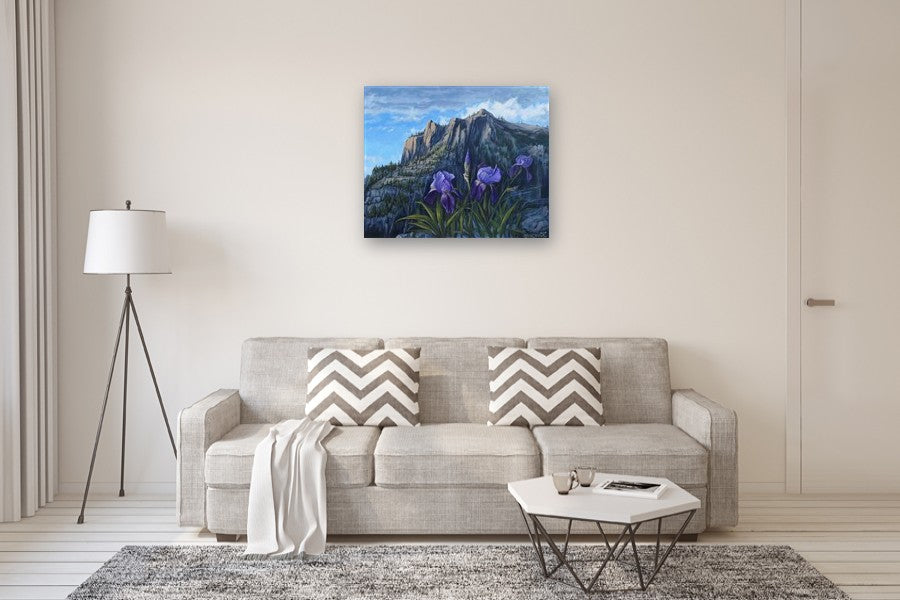 Purple Iris Mountain by Jay Jensen |  In Room View of Artwork 