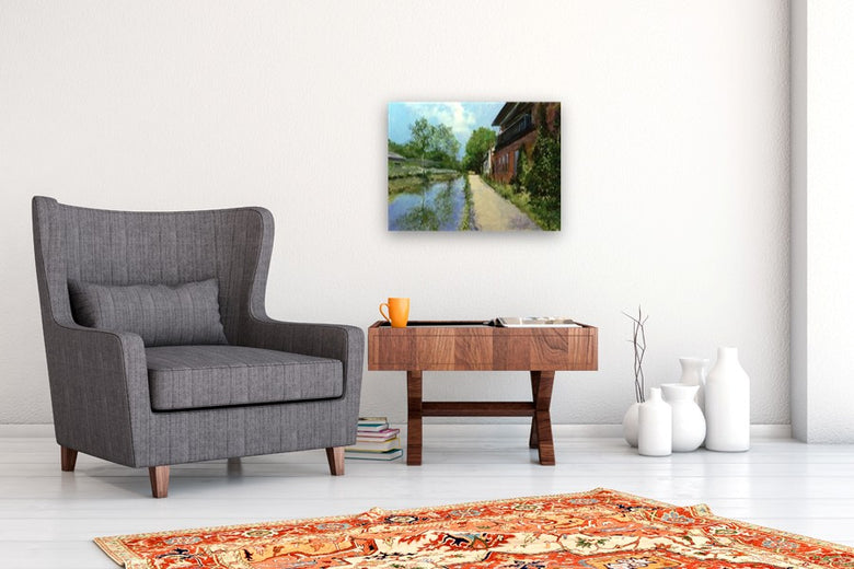 The Canal At Lambertville by Onelio Marrero |  In Room View of Artwork 