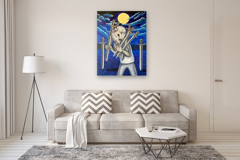 Seven of Swords by Rachel Srinivasan |  In Room View of Artwork 