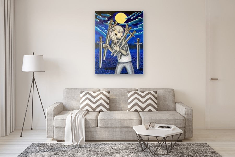 Seven of Swords by Rachel Srinivasan |  In Room View of Artwork 