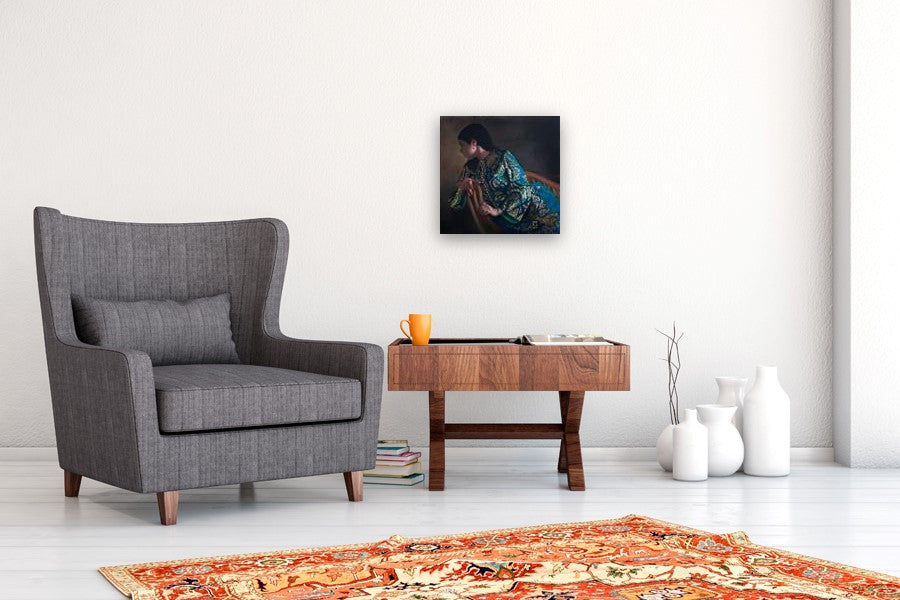 Woman in Blue and Green by John Kelly |  In Room View of Artwork 