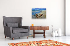 Original art for sale at UGallery.com | Sand Crab Competition by Onelio Marrero | $1,150 | oil painting | 18' h x 24' w | thumbnail 5
