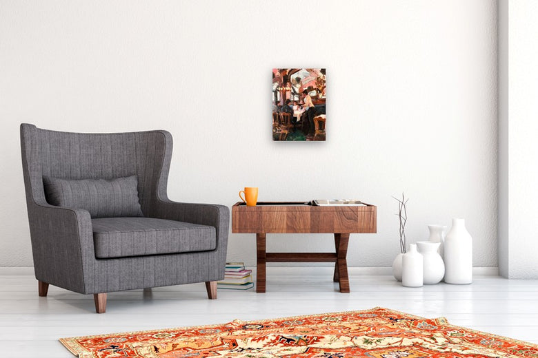 Majestic Cafe of Porto by Jonelle Summerfield |  In Room View of Artwork 
