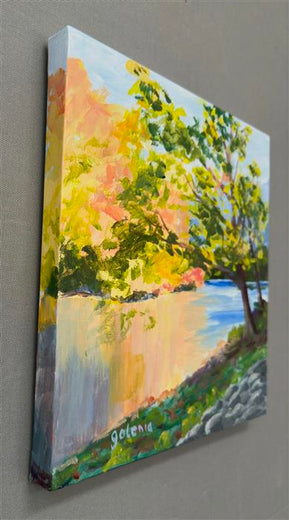 Oak and Stone by JoAnn Golenia |  Side View of Artwork 