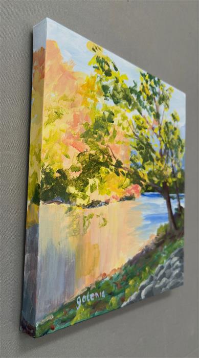 Oak and Stone by JoAnn Golenia |  Side View of Artwork 