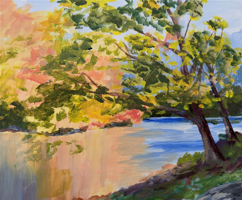 Oak and Stone by JoAnn Golenia |  Closeup View of Artwork 