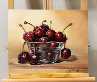 Red Cherries in a Glass Bowl by Art Tatin |  Context View of Artwork 