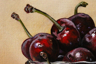 Red Cherries in a Glass Bowl by Art Tatin |   Closeup View of Artwork 