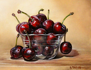 Red Cherries in a Glass Bowl by Art Tatin |  Artwork Main Image 
