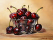 Original art for sale at UGallery.com | Red Cherries in a Glass Bowl by Art Tatin | $375 | oil painting | 8' h x 10' w | thumbnail 1