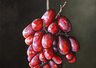 Red Grapes on a String by Art Tatin |   Closeup View of Artwork 