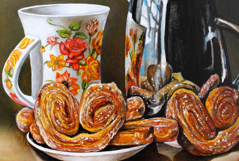 Tea and Cookies by Art Tatin |   Closeup View of Artwork 