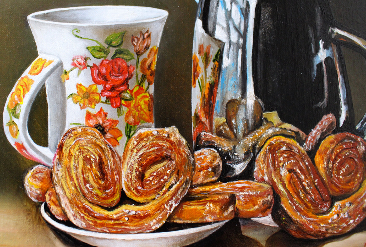 Tea and Cookies by Art Tatin |  Closeup View of Artwork 