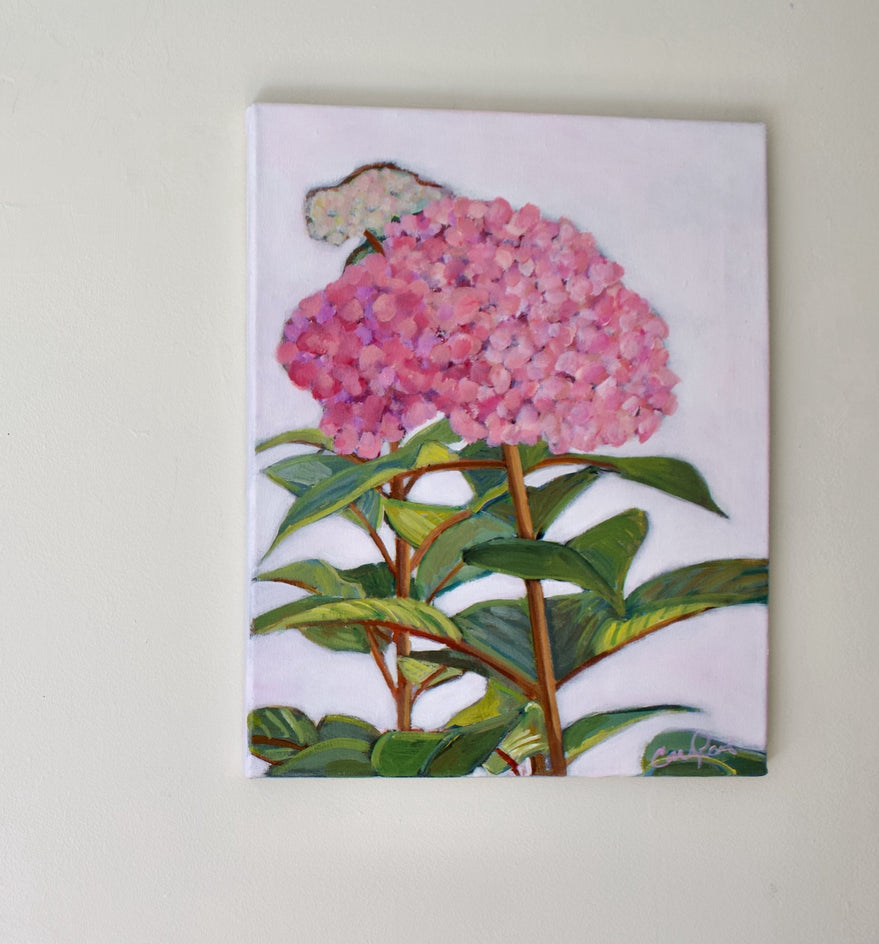 Large Pink Bloom by Carey Parks |  Side View of Artwork 