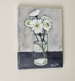 Original art for sale at UGallery.com | White Flowers in Grays by Carey Parks | $600 | acrylic painting | 14' h x 11' w | thumbnail 2