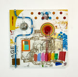 Original art for sale at UGallery.com | Basic General Education by Chus Galiano | $1,600 | mixed media artwork | 31.5' h x 31.5' w | thumbnail 3