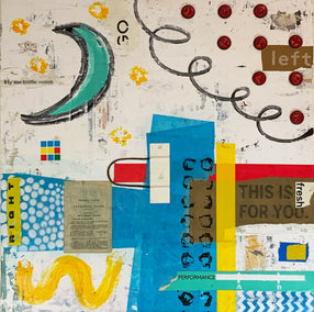 mixed media artwork by Chus Galiano titled Linear Landscape in Crescent Moon