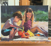 Original art for sale at UGallery.com | At the Sea-Side by Claudia Verciani | $1,050 | oil painting | 12' h x 16' w | thumbnail 3