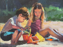 Original art for sale at UGallery.com | At the Sea-Side by Claudia Verciani | $1,050 | oil painting | 12' h x 16' w | thumbnail 1