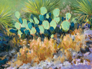 acrylic painting by David Forks titled Sunlit Cactus