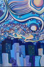 acrylic painting by Diana Elena Chelaru titled Under the Stars