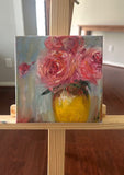 Original art for sale at UGallery.com | Mini Floral No 8 by Elif Burduroglu | $300 | oil painting | 6' h x 6' w | thumbnail 3