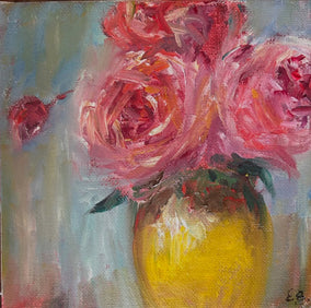 Original art for sale at UGallery.com | Mini Floral No 8 by Elif Burduroglu | $300 | oil painting | 6' h x 6' w