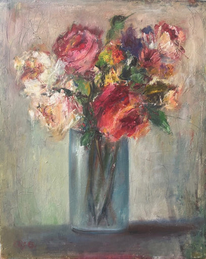 Colorful Flowers in Glass Vase by Elif Burduroglu | Artwork Main Image