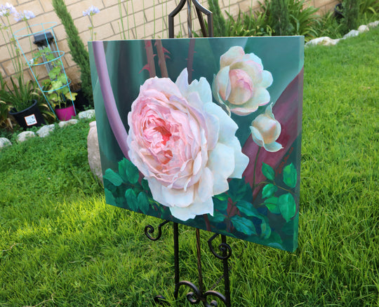 Rose & Thorns 3 by Guigen Zha |  Side View of Artwork 