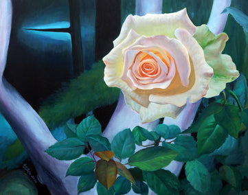oil painting by Guigen Zha titled Rose & Thorns No.1