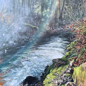 acrylic painting by Henry Caserotti titled Porter Creek Falls, 4