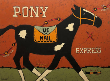 acrylic painting by Jaime Ellsworth titled Pony Express