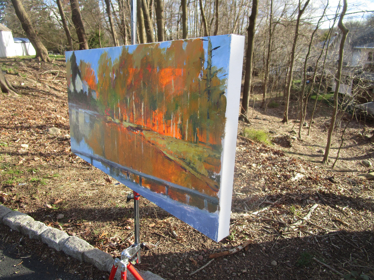 Lake Street, Autumn by Janet Dyer |  Side View of Artwork 