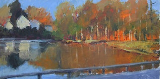 Original art for sale at UGallery.com | Lake Street, Autumn by Janet Dyer | $1,100 | acrylic painting | 15' h x 30' w | thumbnail 1