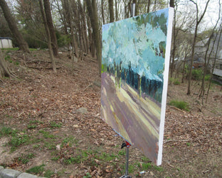 Olive Trees on the Hillside by Janet Dyer |  Side View of Artwork 