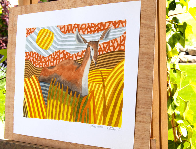 A Doe by Javier Ortas |  Side View of Artwork 